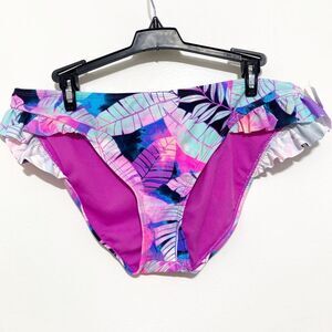 Island Soul Neon Pink Multicolor Bikini Bottoms Size XL